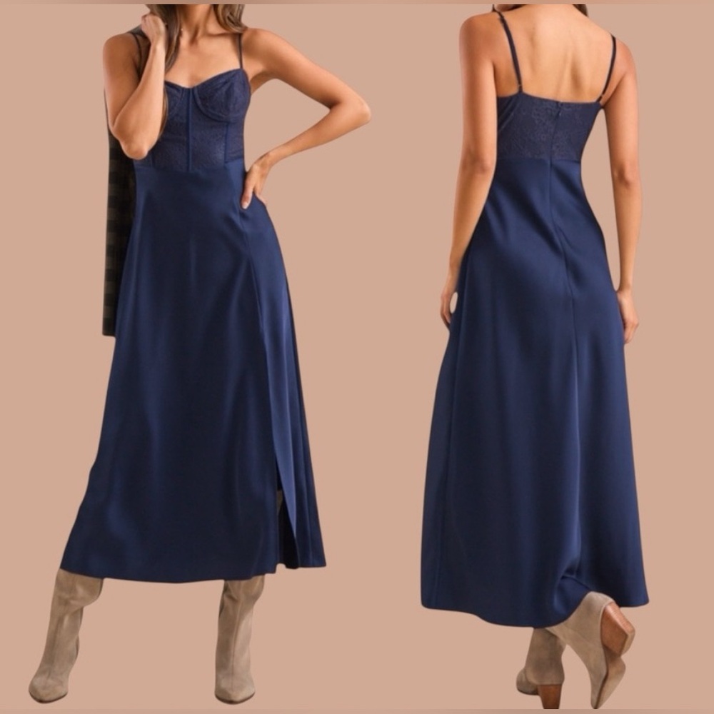 NWT Altar’d State Evalina satin maxi dress, size M